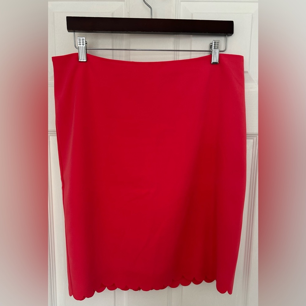 Banana Republic Vibrant Coral, Scalloped Hem Skirt